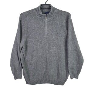 Mens Croft & Barrow Gray 1/4 Zip Pullover Knit Sweater Cotton Blend Size 3XB